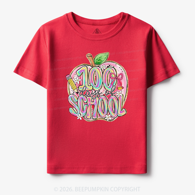 Pink Apple 100 Days of School Toddler&Kid's Tees
