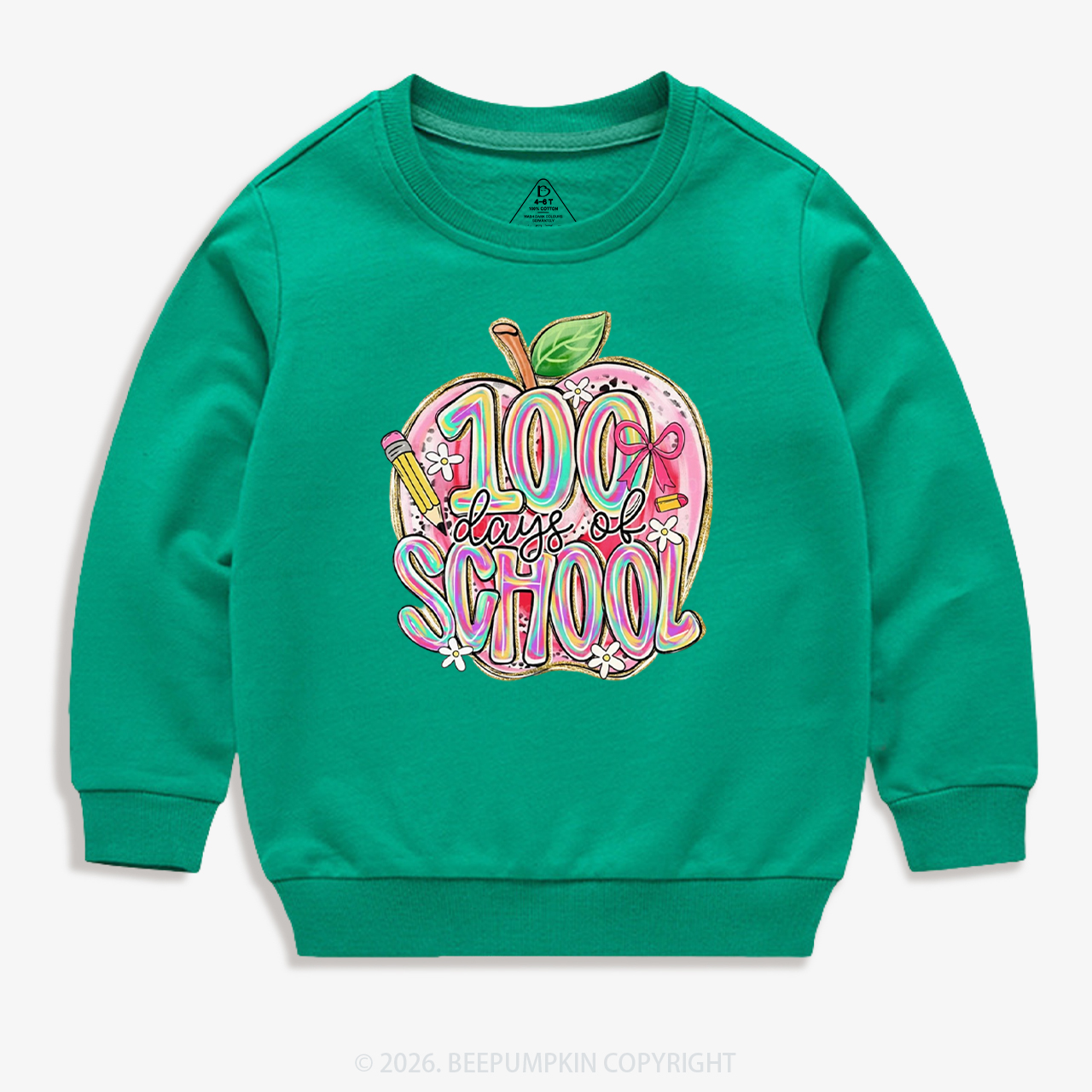 Pink Apple 100 Days of School Toddler&Kid's Sweatshirt