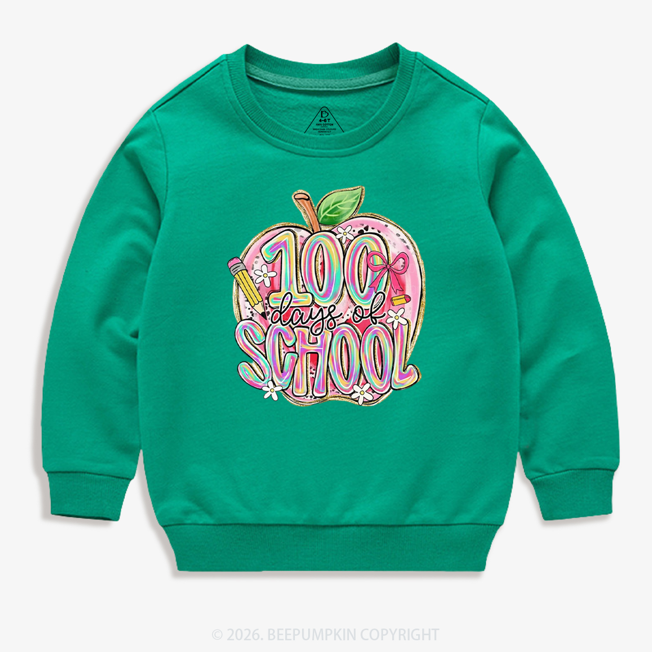 Pink Apple 100 Days of School Toddler&Kid's Sweatshirt