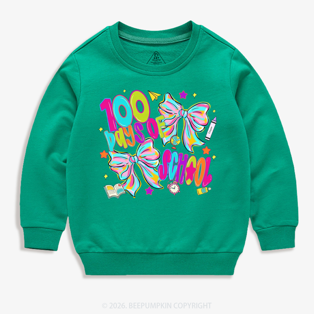 Bow Celebration 100 Days of School Toddler&Kid's Sweatshirt