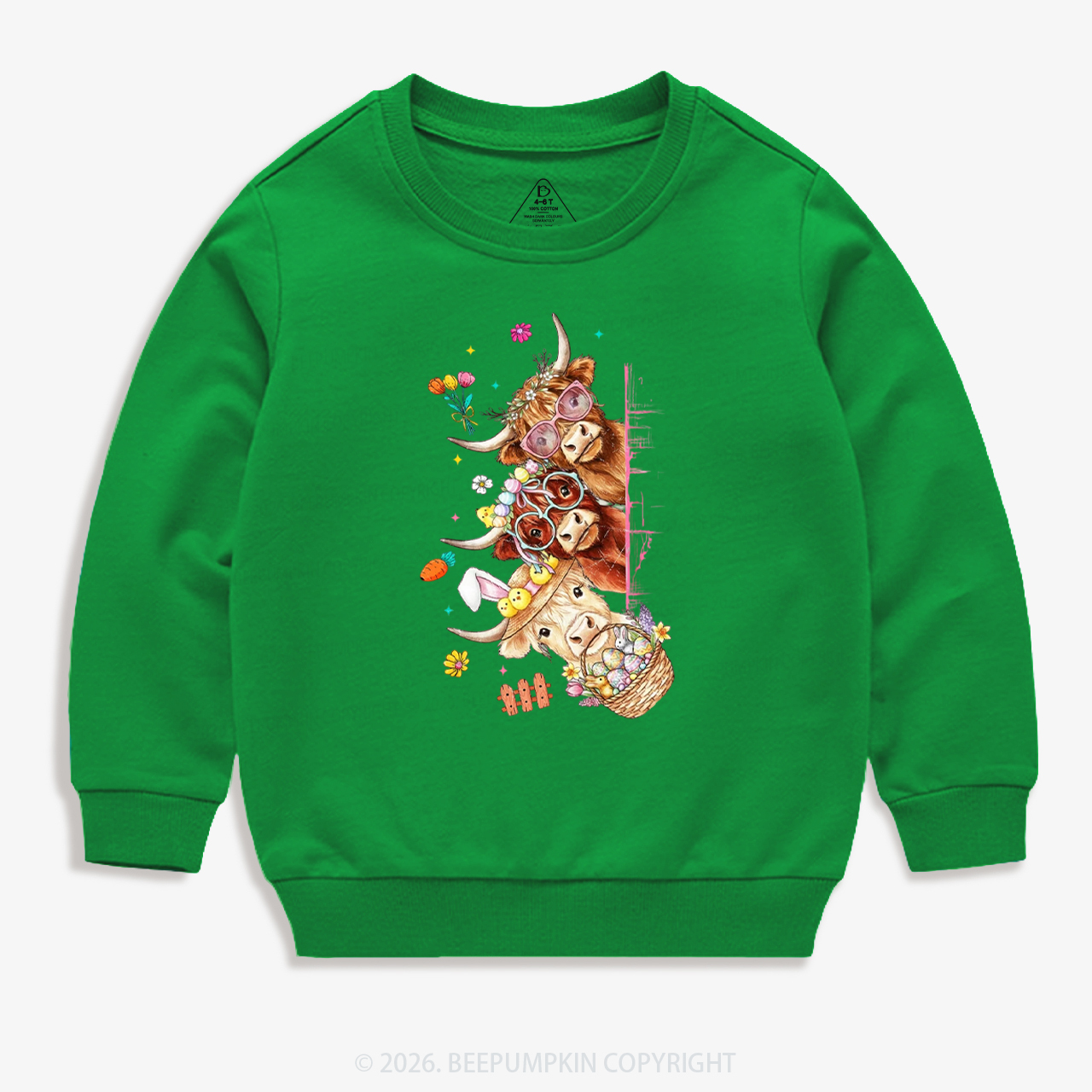 Easter Day Highland Cow&Bunny Kid's Sweatshirt