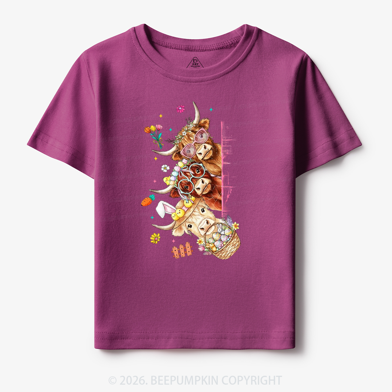 Easter Day Highland Cow&Bunny Toddler&Kid's Tees