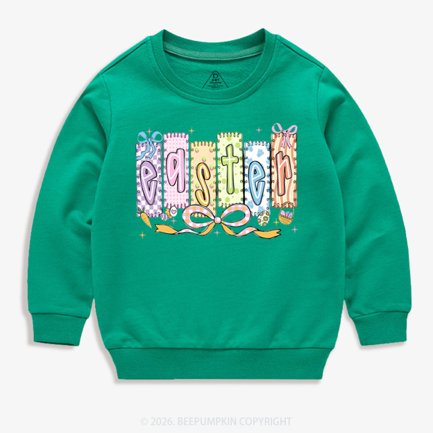 Cute Pastel Preppy Coquette Easter Kid's Sweatshirt