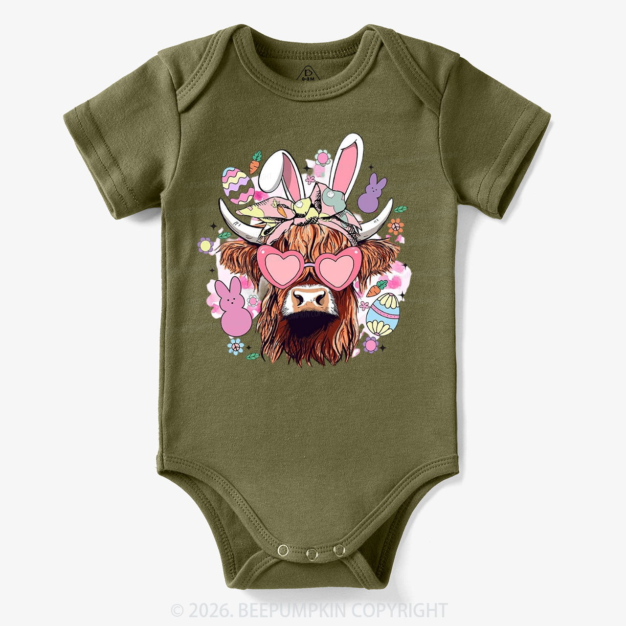 Easter Cute Highland Cow Bodysuit