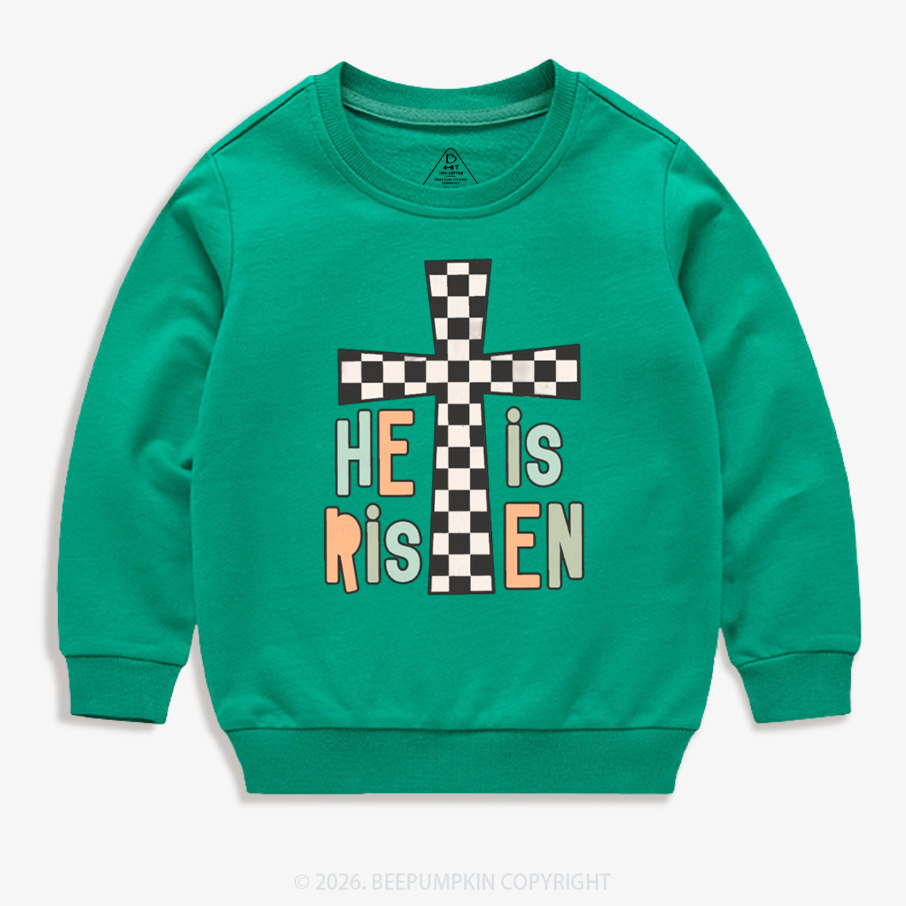 He Is Risen Easter Trendy Christian Kid's Sweatshirt