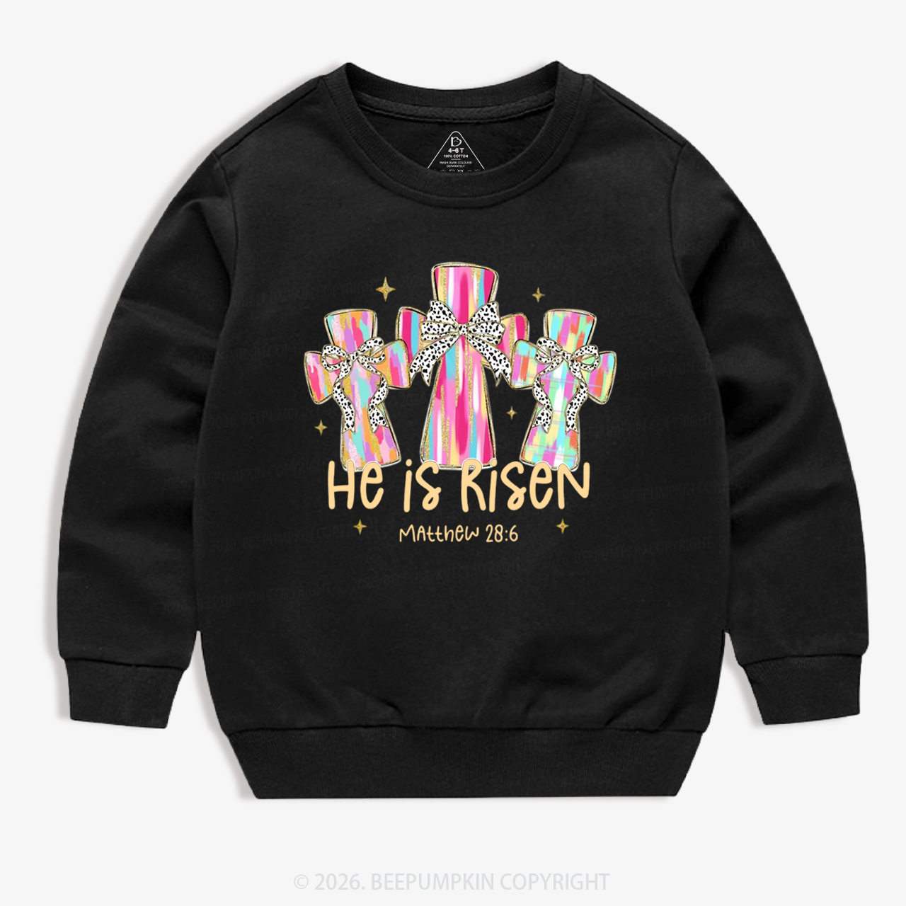 He Is Risen Easter Cross Kid's Sweatshirt