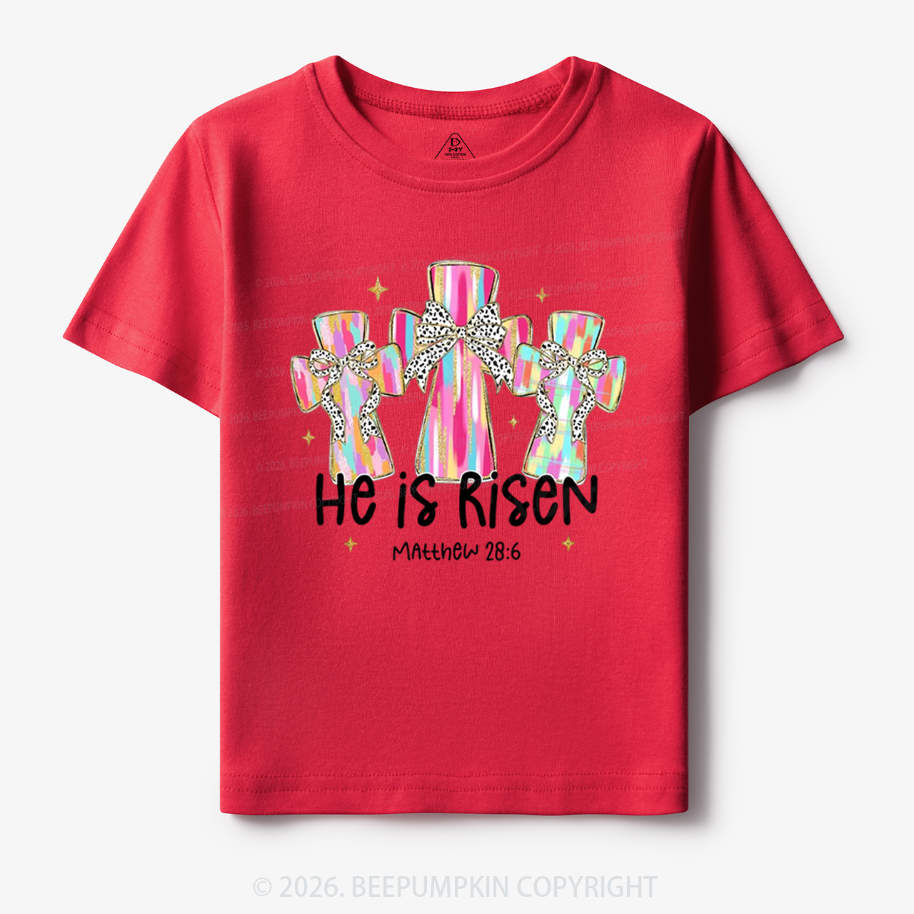 He Is Risen Easter Cross Toddler&Kid's Tees