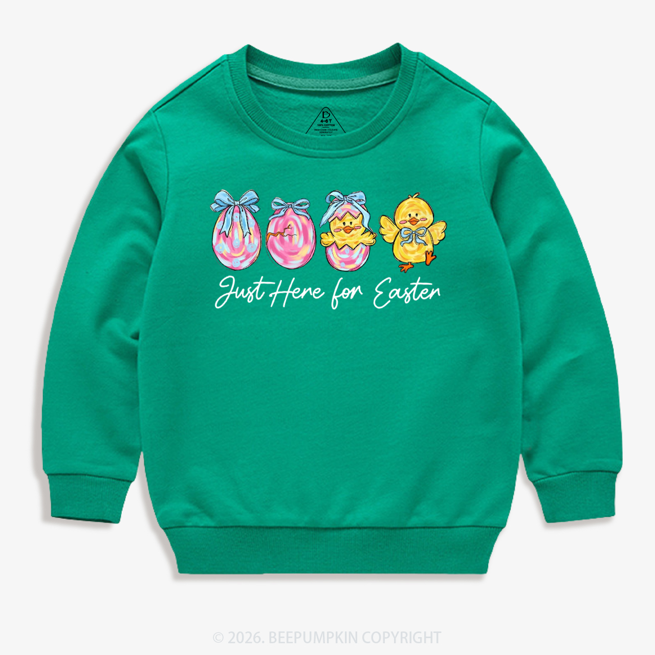 Just Here For Easter Pastel Eggs Coquette Kid's Sweatshirt