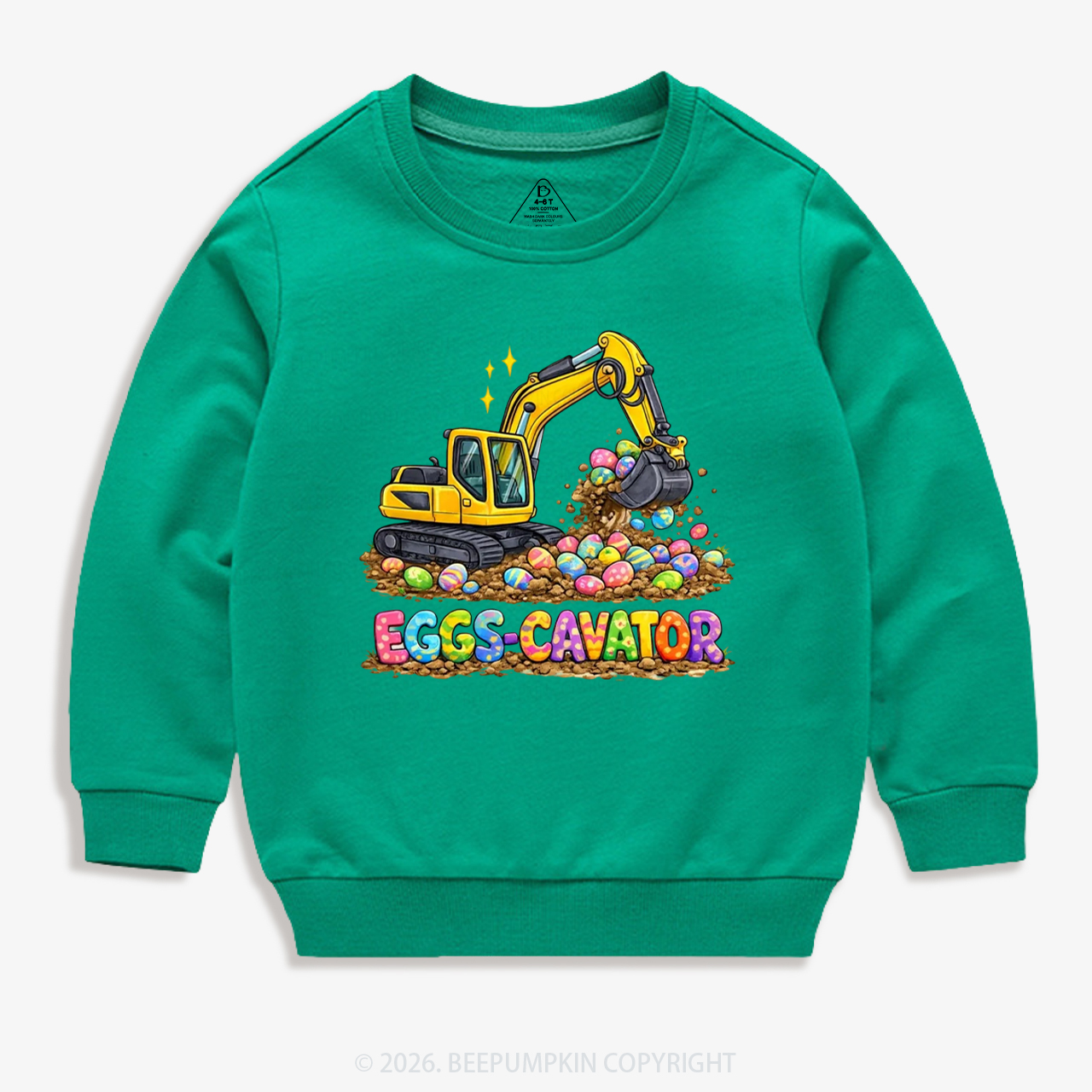 Eggs-Cavator Excavator Easter Kid's Sweatshirt