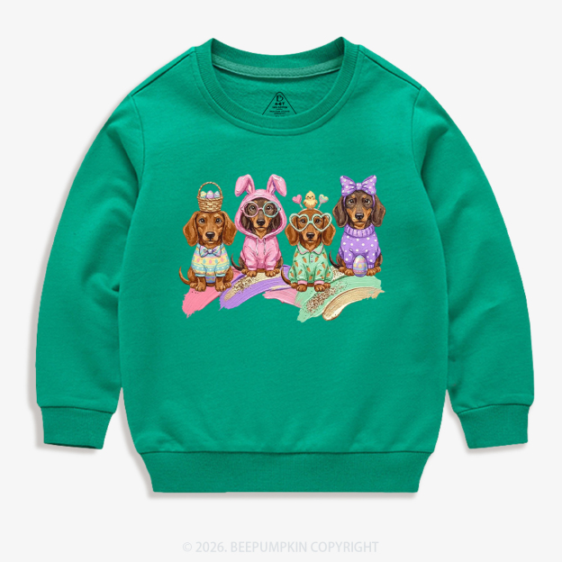 Easter Dog Cute Dachshund Kid's Sweatshirt
