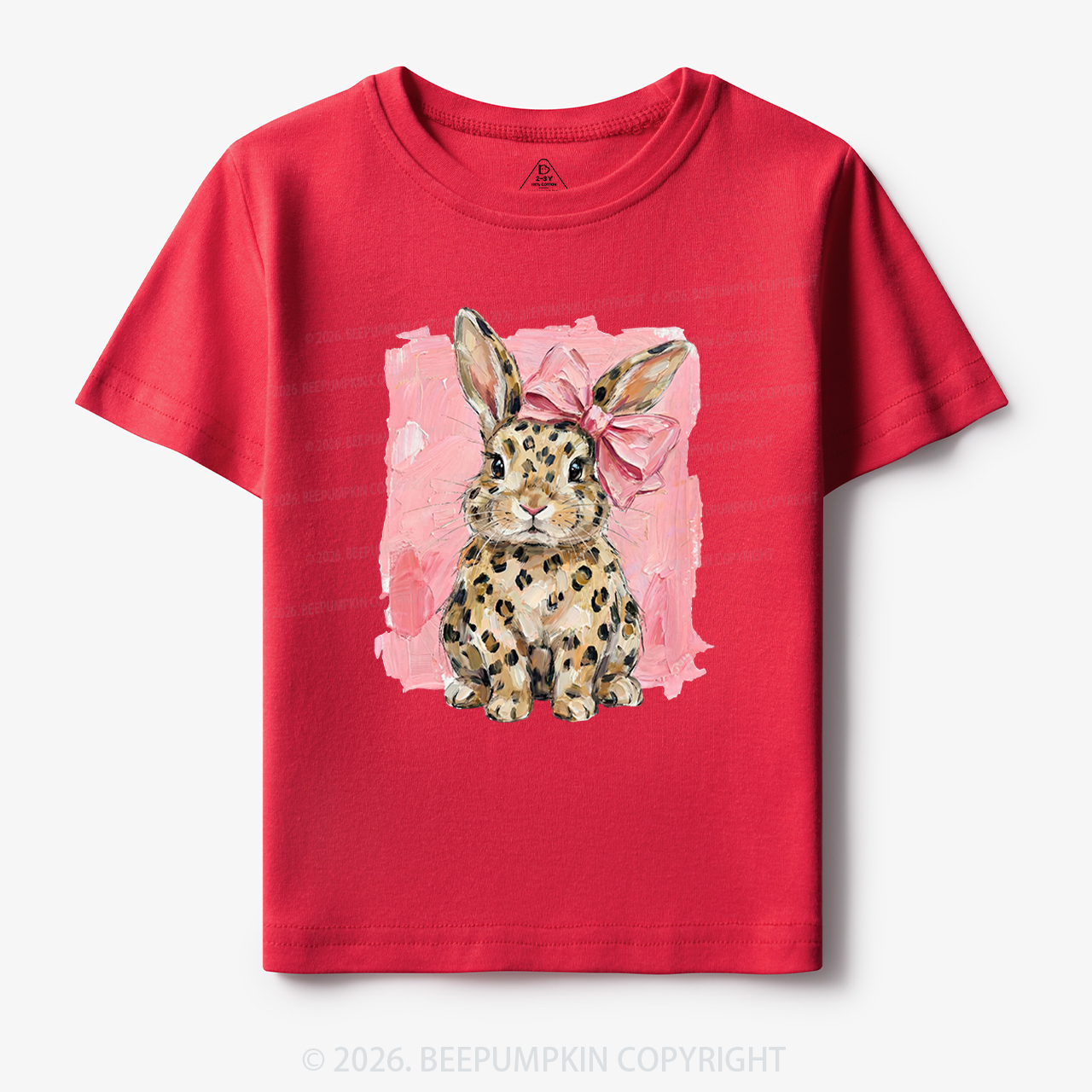 Oil Paint Leopard & Pink Bow Coquette Bunny Toddler&Kid's Tees