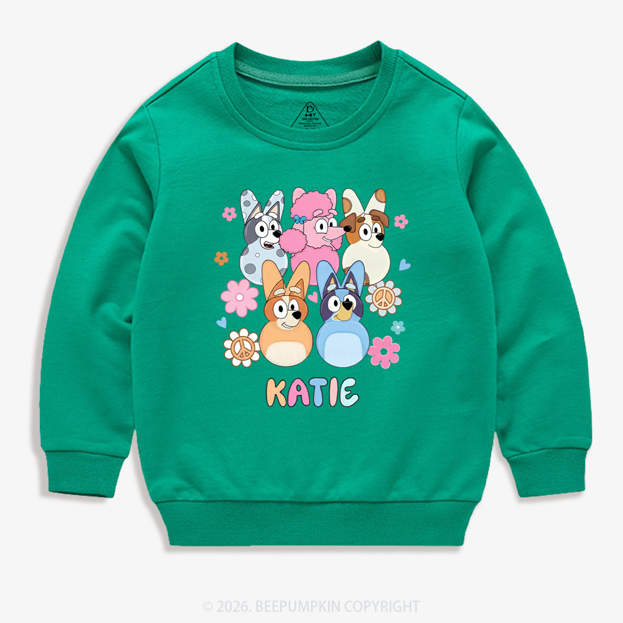 Personalized Cartoon Dog Easter Kid's Sweatshirt