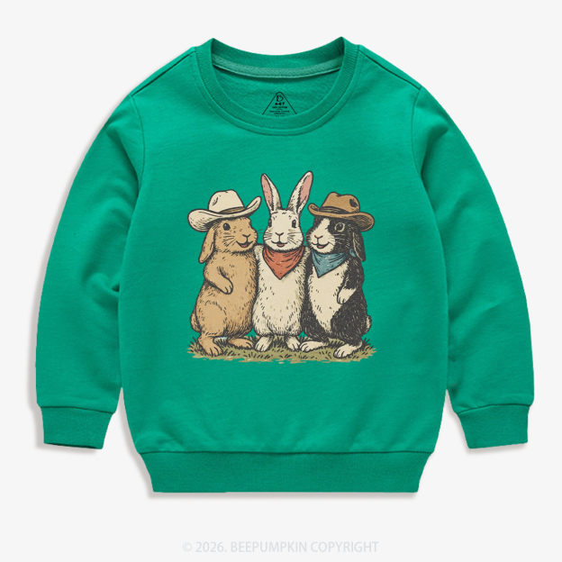 Western Bunnies Easter Kid's Sweatshirt