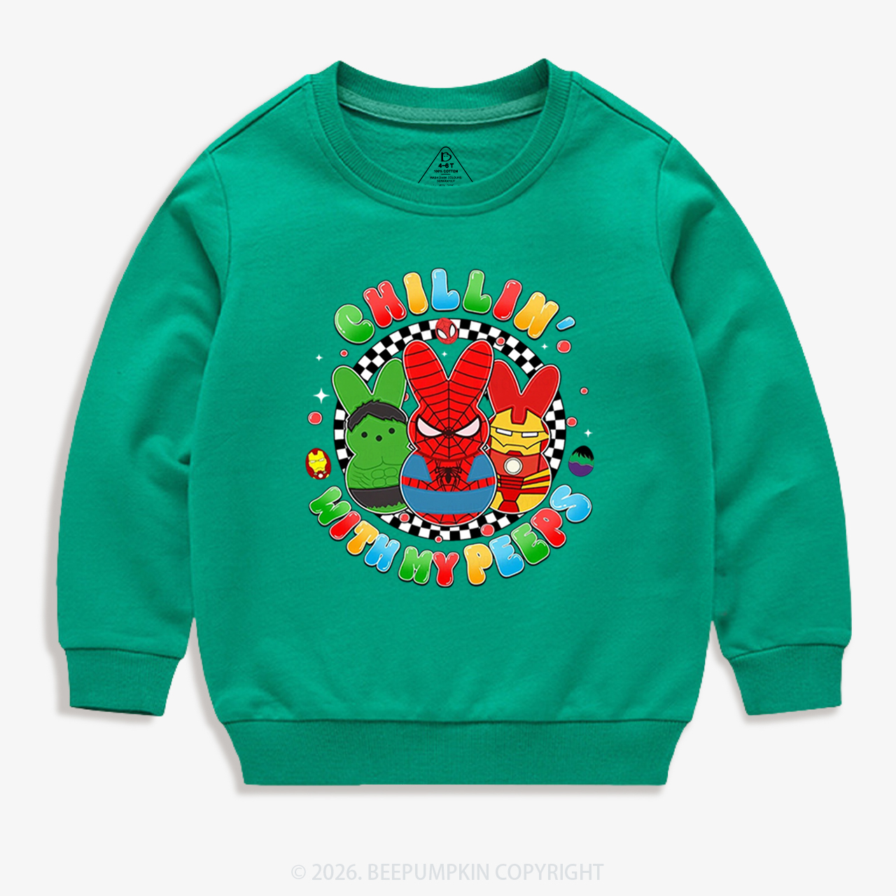 Cartoon Chillin With My Bunny Easter Kid's Sweatshirt