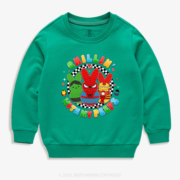 Cartoon Chillin With My Bunny Easter Kid's Sweatshirt