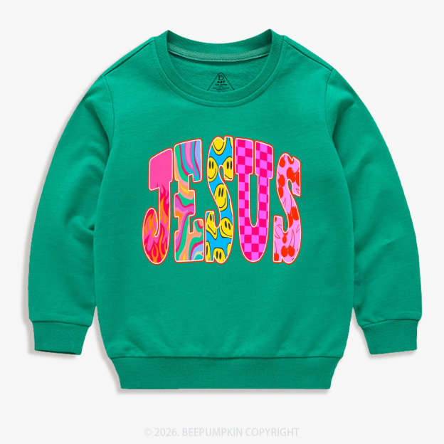 Jesus Loves Me Retro Colorful Kid's Sweatshirt