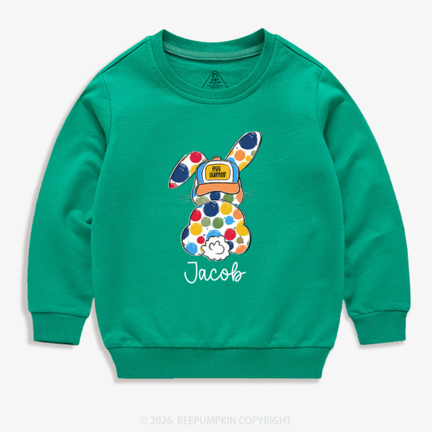 Personalized Name Easter Coquette Bow Bunny Kid's Sweatshirt
