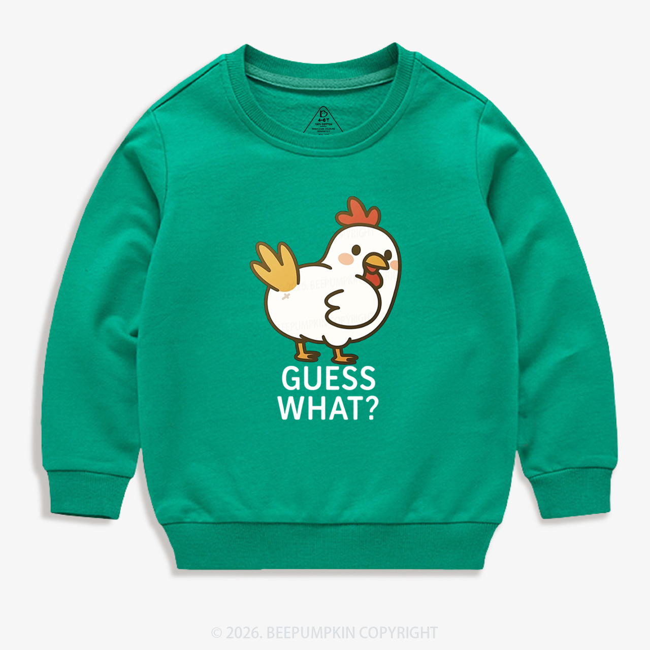 Guess What Chicken Funny Butt Joke Kid's Sweatshirt 7