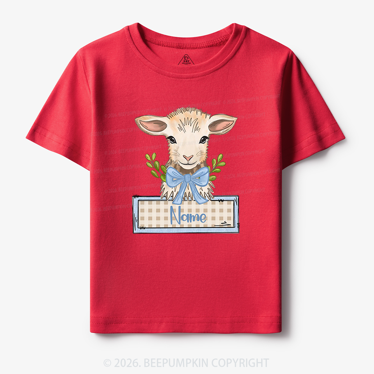 Personalized Baby Lamb With Bow Toddler&Kid's Tees
