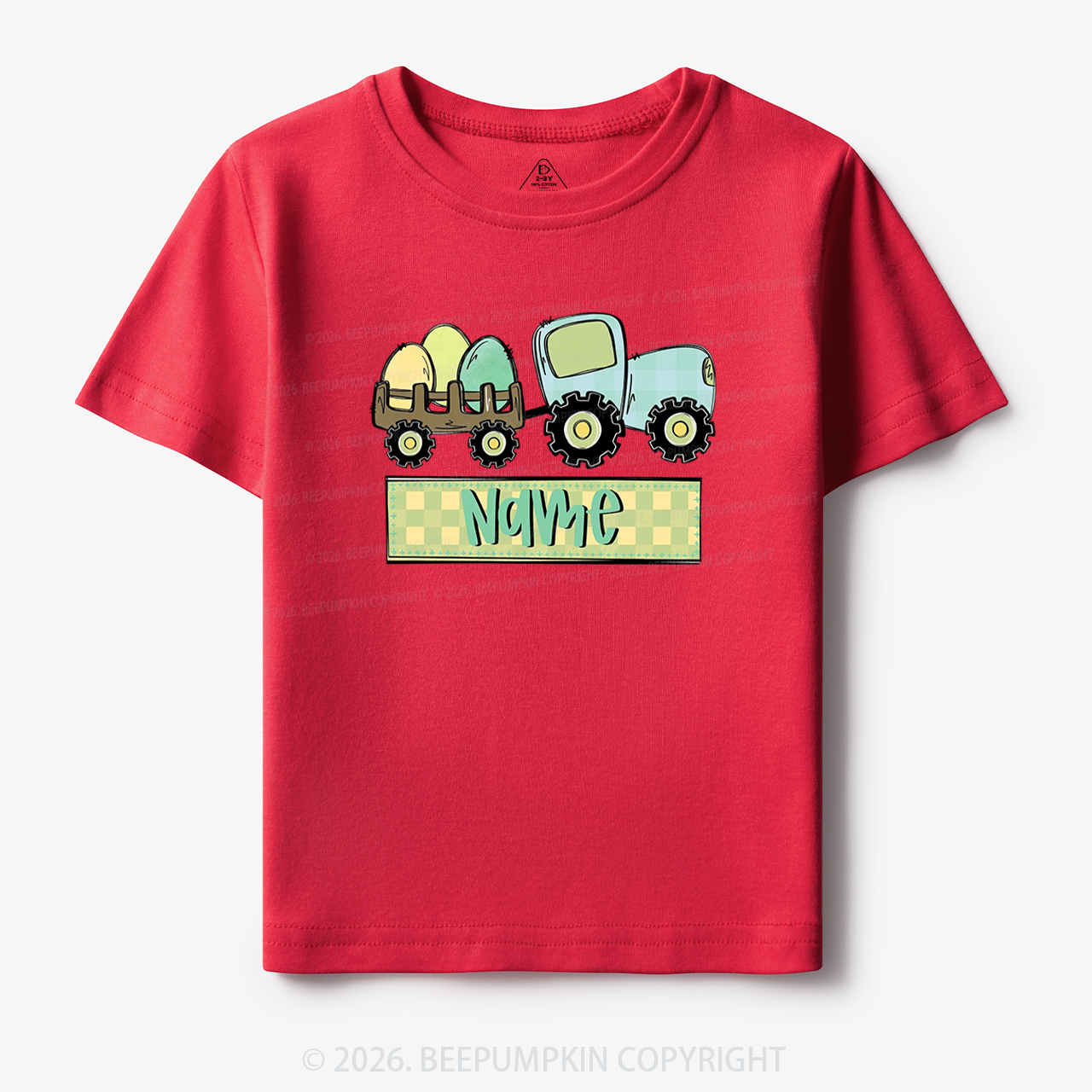 Personalized Name Easter Tractor Toddler&Kid's Tees