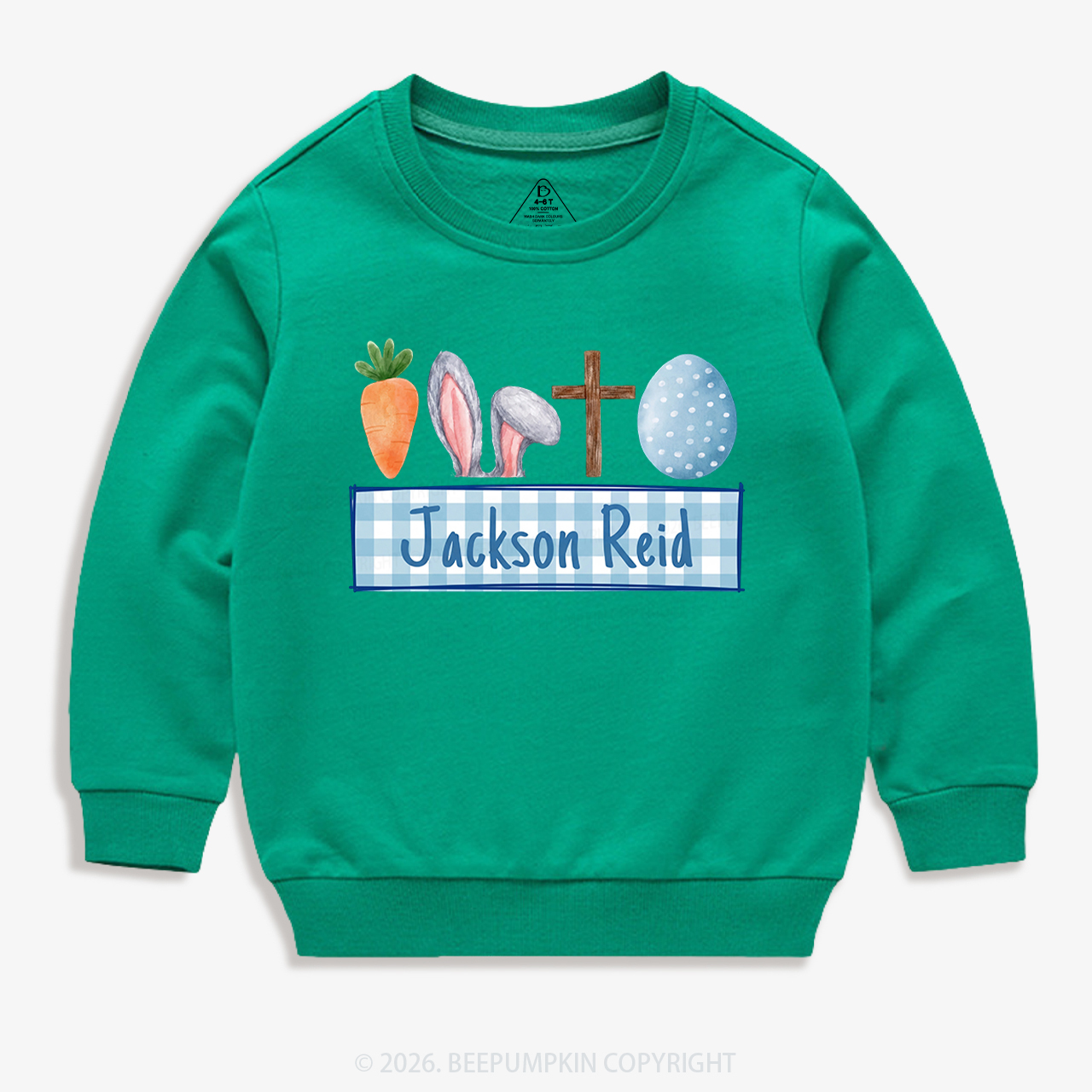 Personalized Watercolor Easter Bunny Name Kid's Sweatshirt