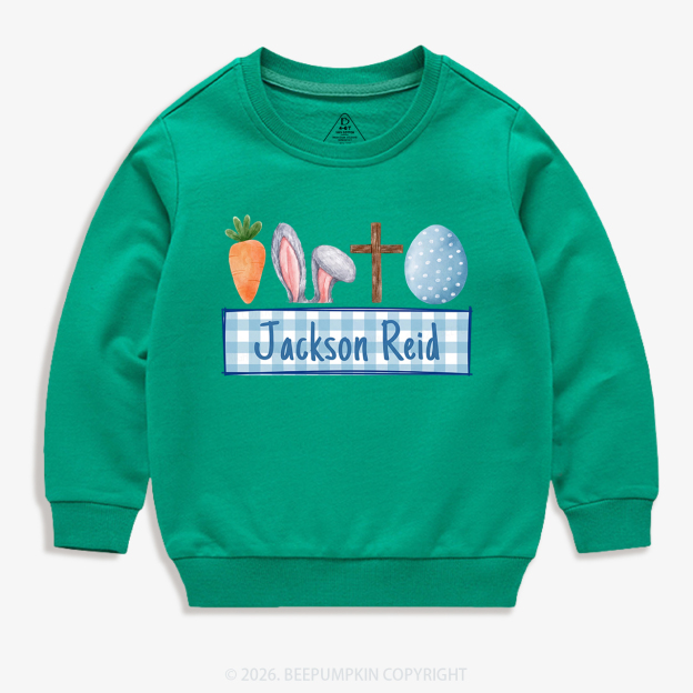Personalized Watercolor Easter Bunny Name Kid's Sweatshirt