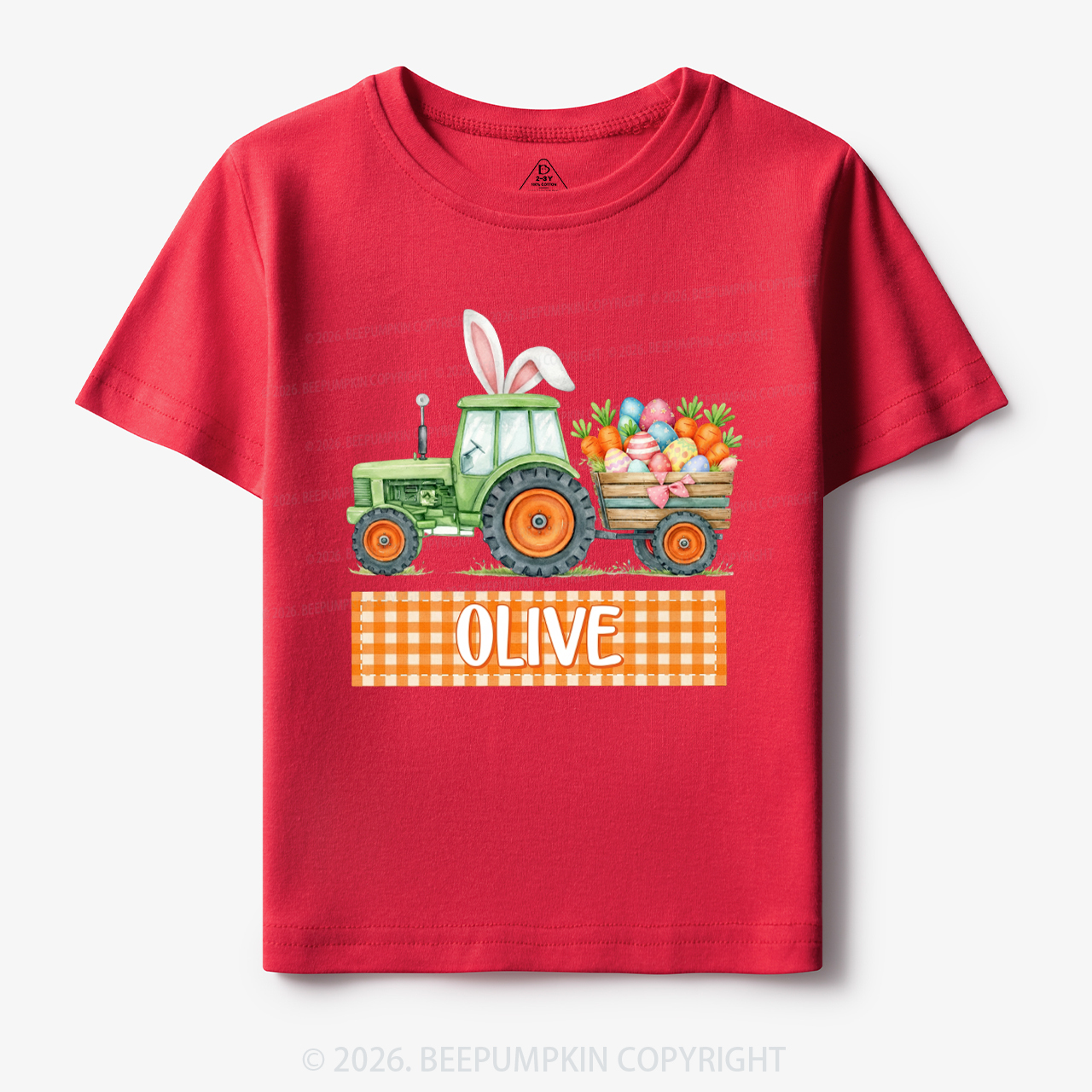 Personalized Name Easter Tractor Farm Toddler&Kid's Tees