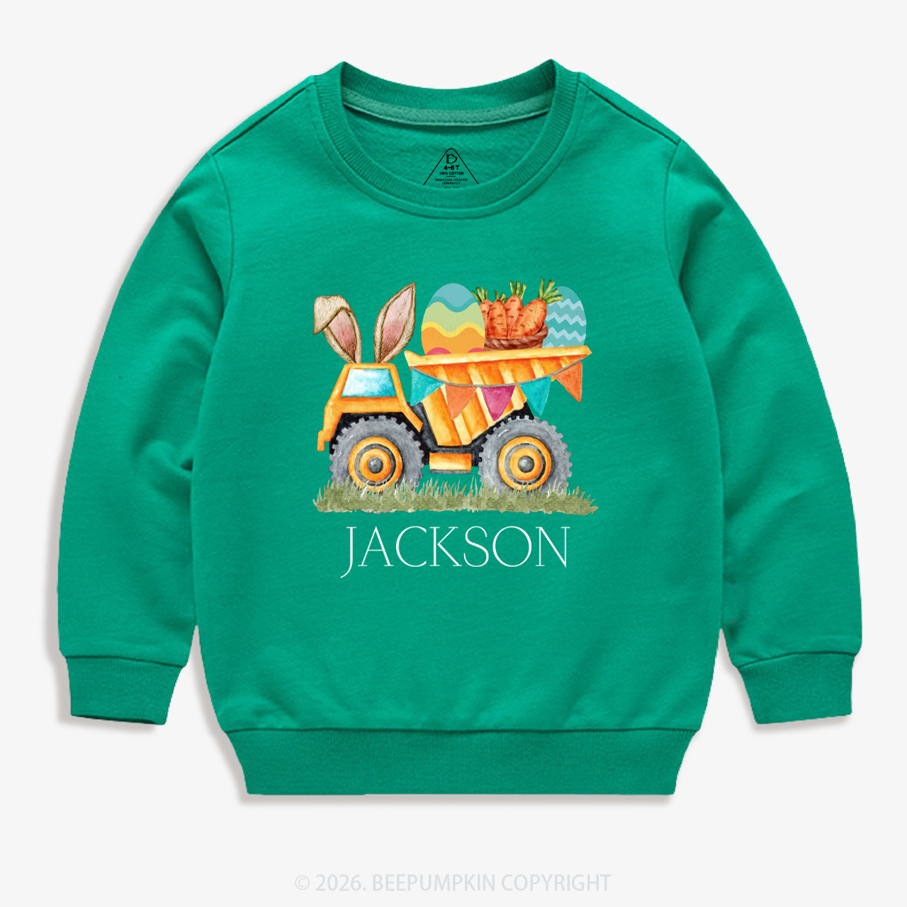 Personalized Name Easter Dump Truck Kid's Sweatshirt