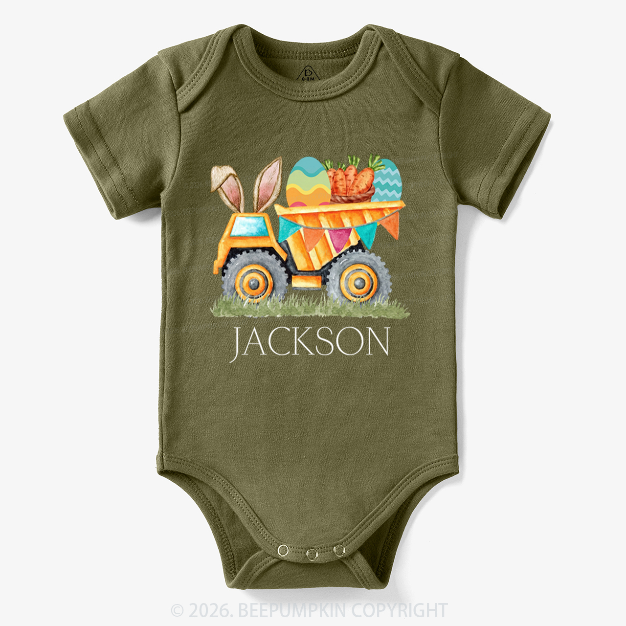 Personalized Name Easter Dump Truck Bodysuit