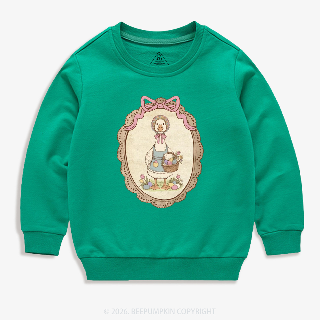 Floral Coquette Spring Easter Goose Kid's Sweatshirt