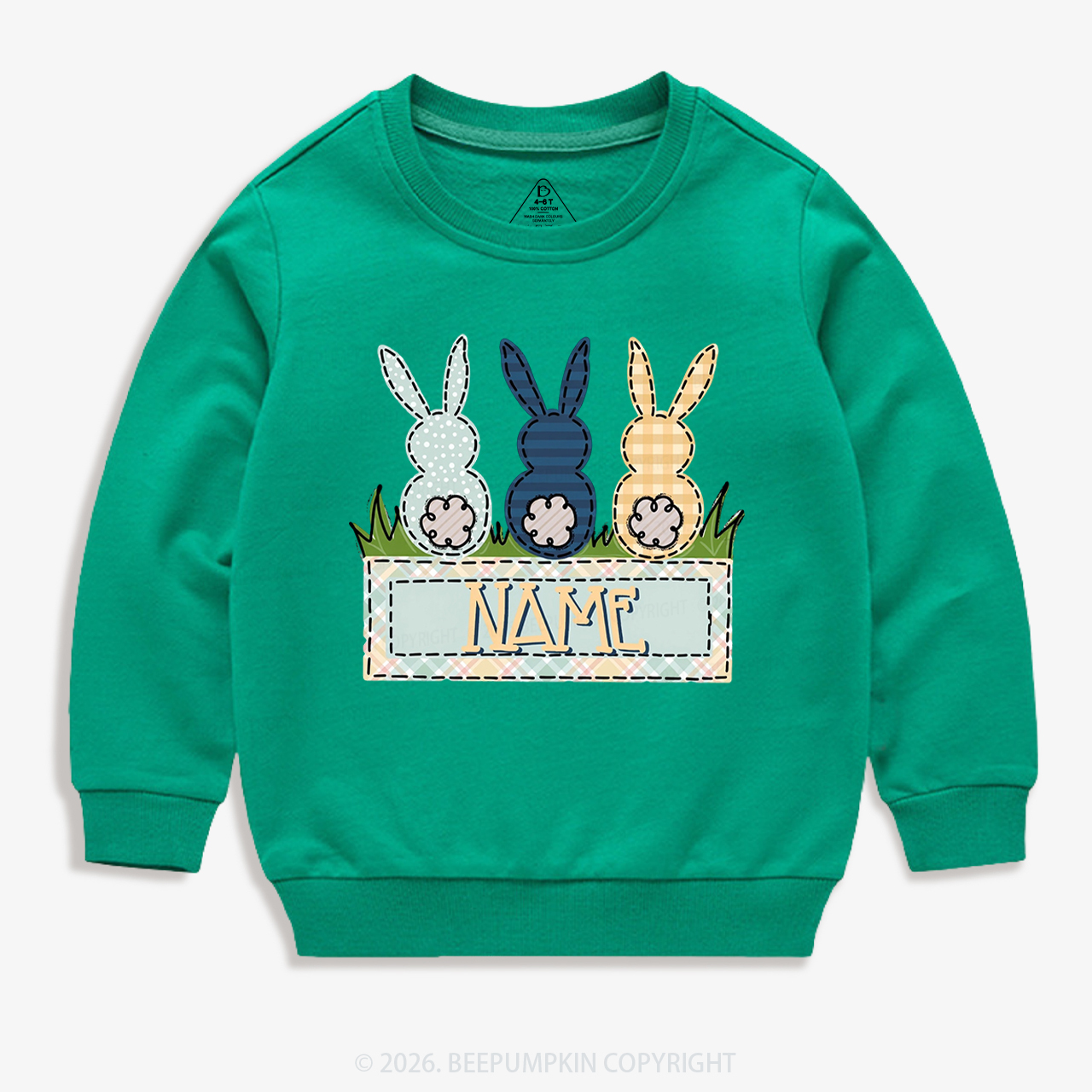 Personalized Name Easter Bunny Trio Kid's Sweatshirt