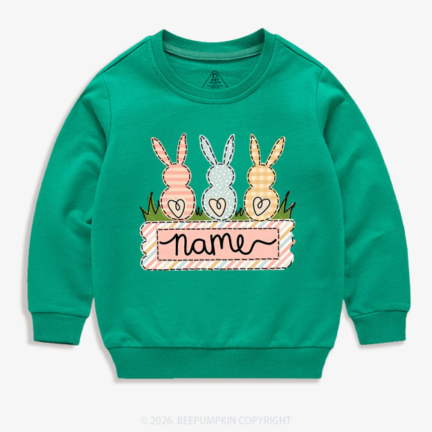 Personalized Name Easter Bunny Trio Girl Kid's Sweatshirt
