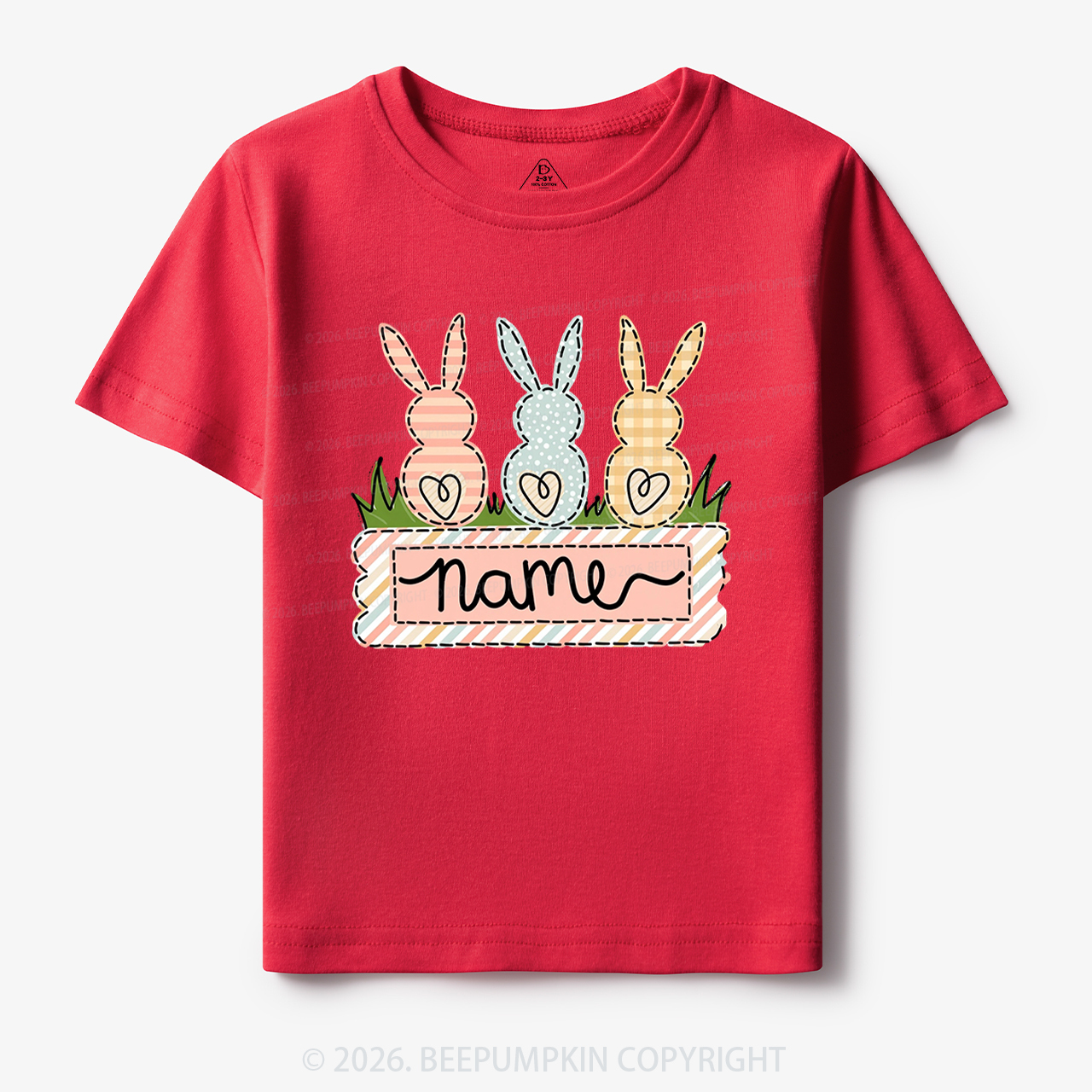 Personalized Name Easter Bunny Trio Girl Toddler&Kid's Tees