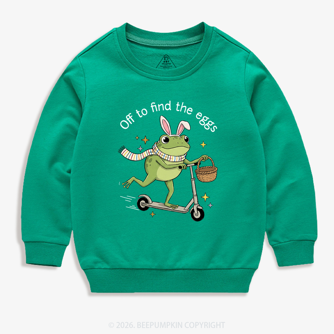 Funny Frog on Scooter Easter Egg Kid's Sweatshirt 7