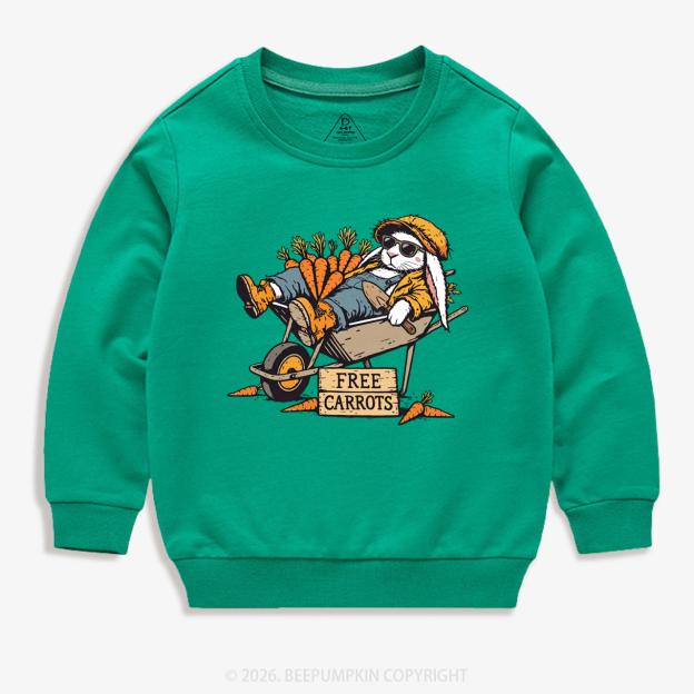 Cool Bunny Free Carrots Easter Kid's Sweatshirt