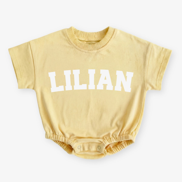 Personalized Name Short Sleeve Baby Bubble Romper
