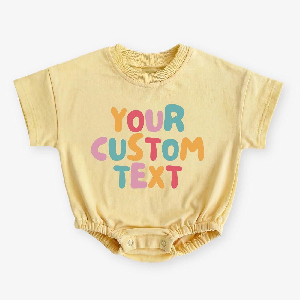 Personalized Colorful Name Short Sleeve Baby Bubble Romper
