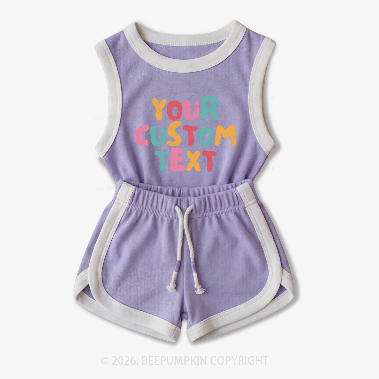 Personalized Colorful Name Baby Tank Top and Shorts Sets