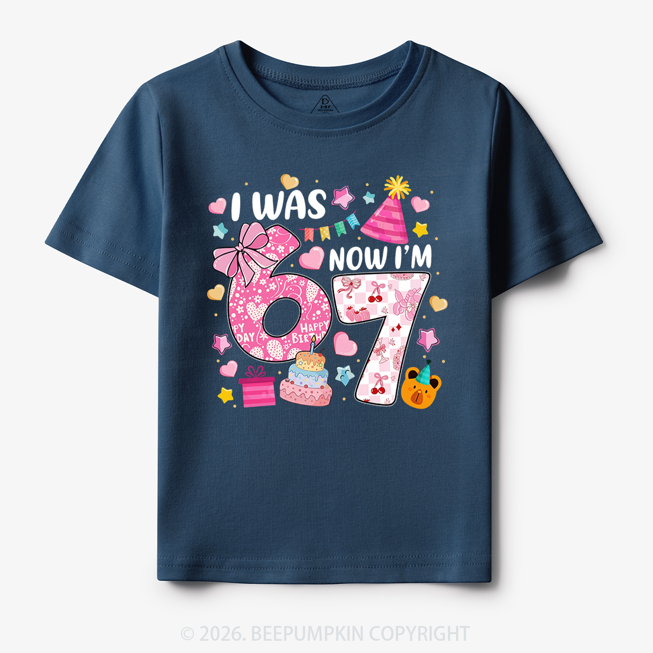 I Was 6 Now I'm 7 Birthday Coquette Bow Toddler&Kid's Tees
