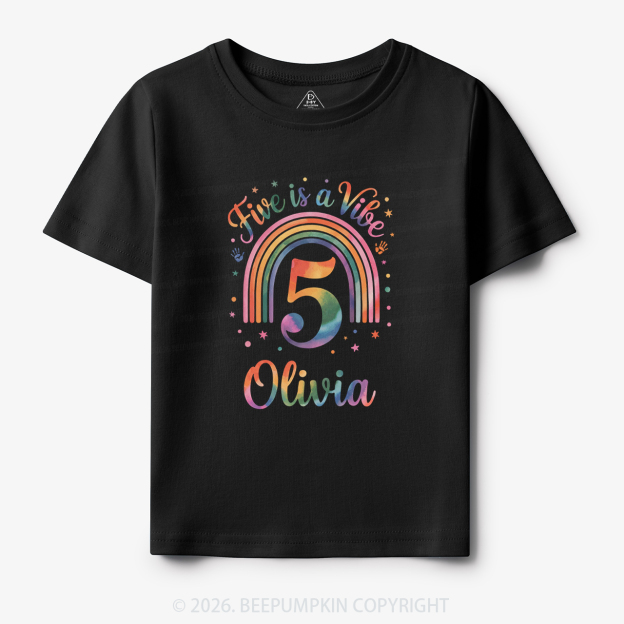 Personalized Five Is A Vibe Birthday Toddler&Kid's Tees