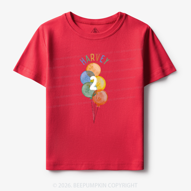 Personalized Rainbow Balloon Birthday Toddler&Kid's Tees