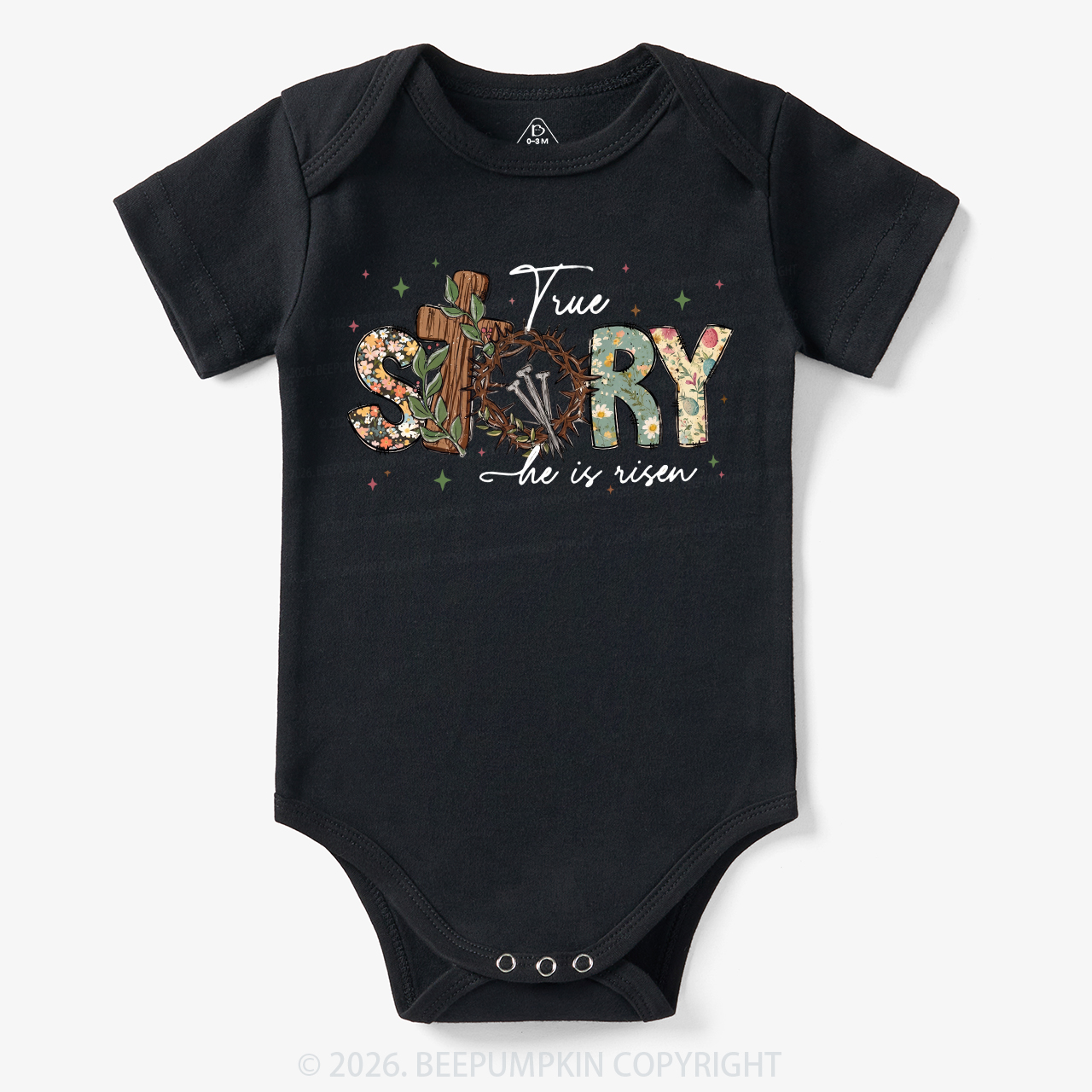 True Story He Is Risen Retro Easter Bodysuit