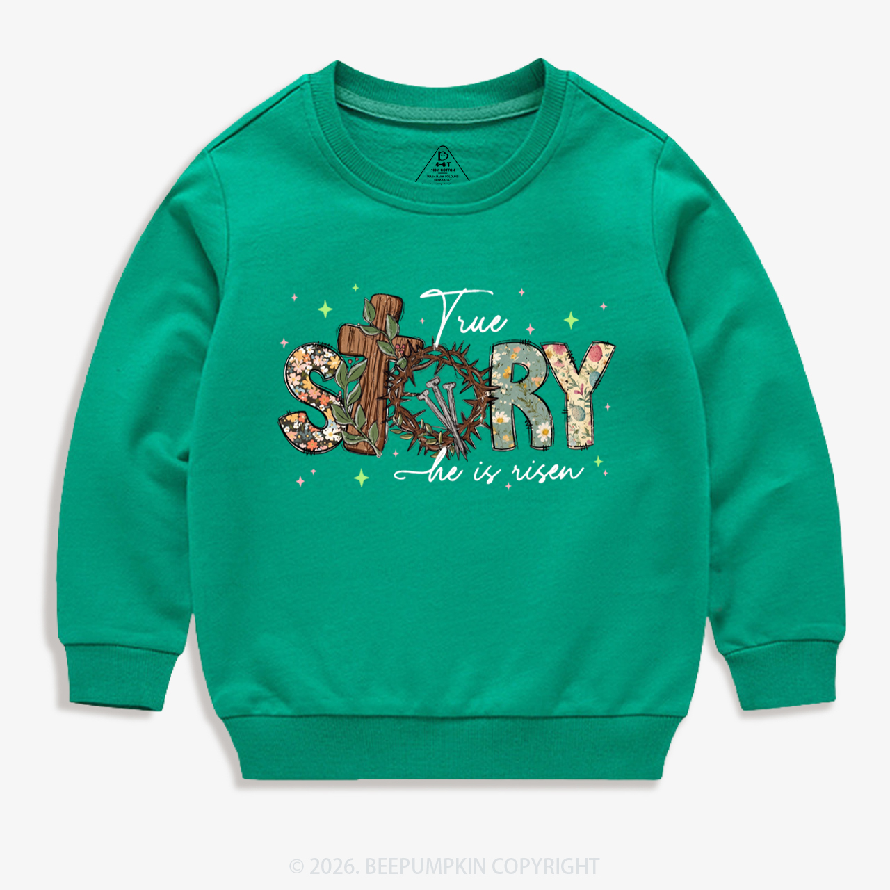 True Story He Is Risen Retro Easter Kid's Sweatshirt
