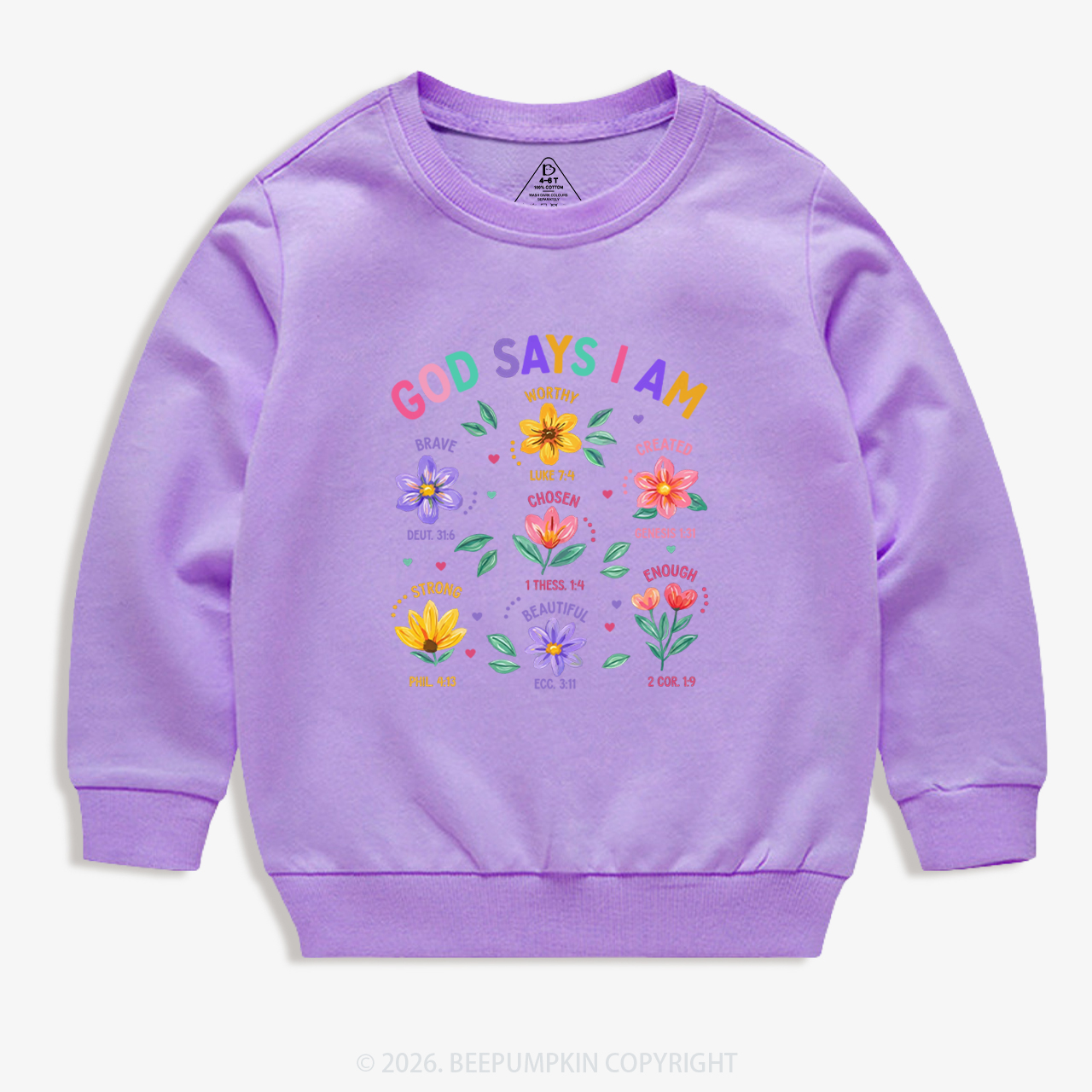 God Says I Am Flowers Kid's Sweatshirt