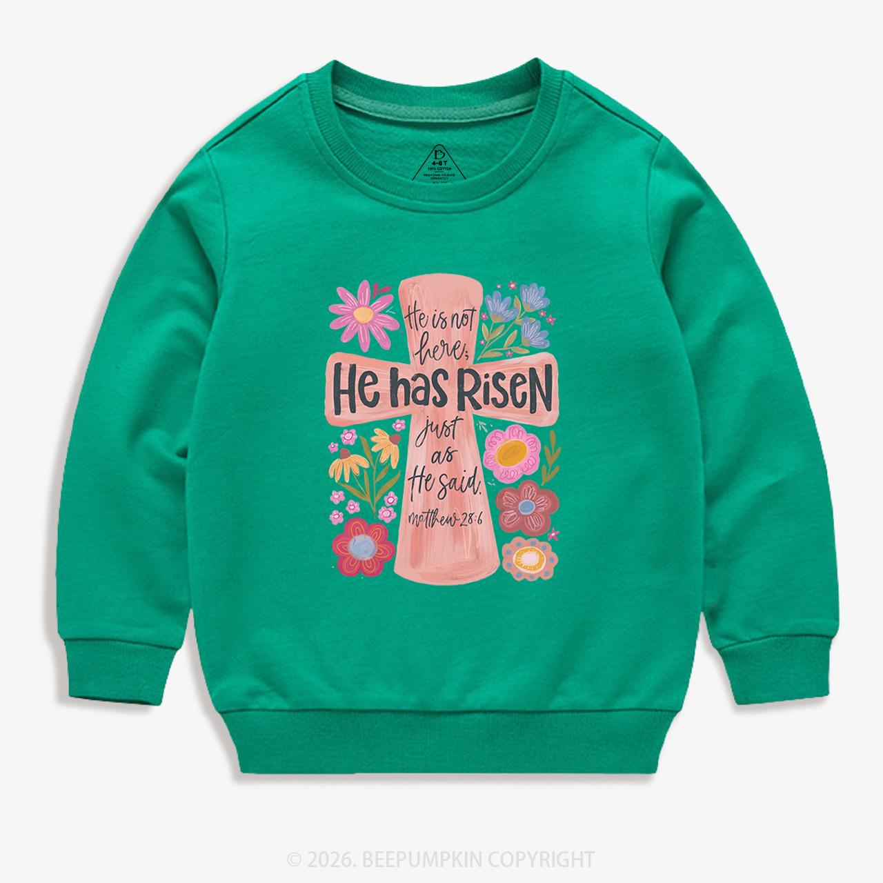 He Has Risen Christian Resurrection day Kid's Sweatshirt
