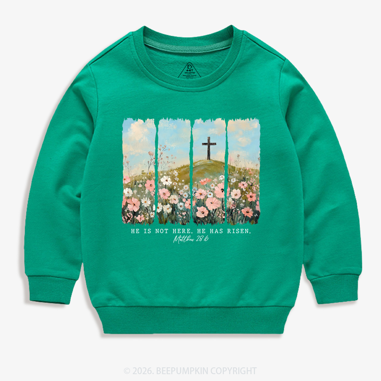 He is Risen Wildflower Spring Easter Kid's Sweatshirt
