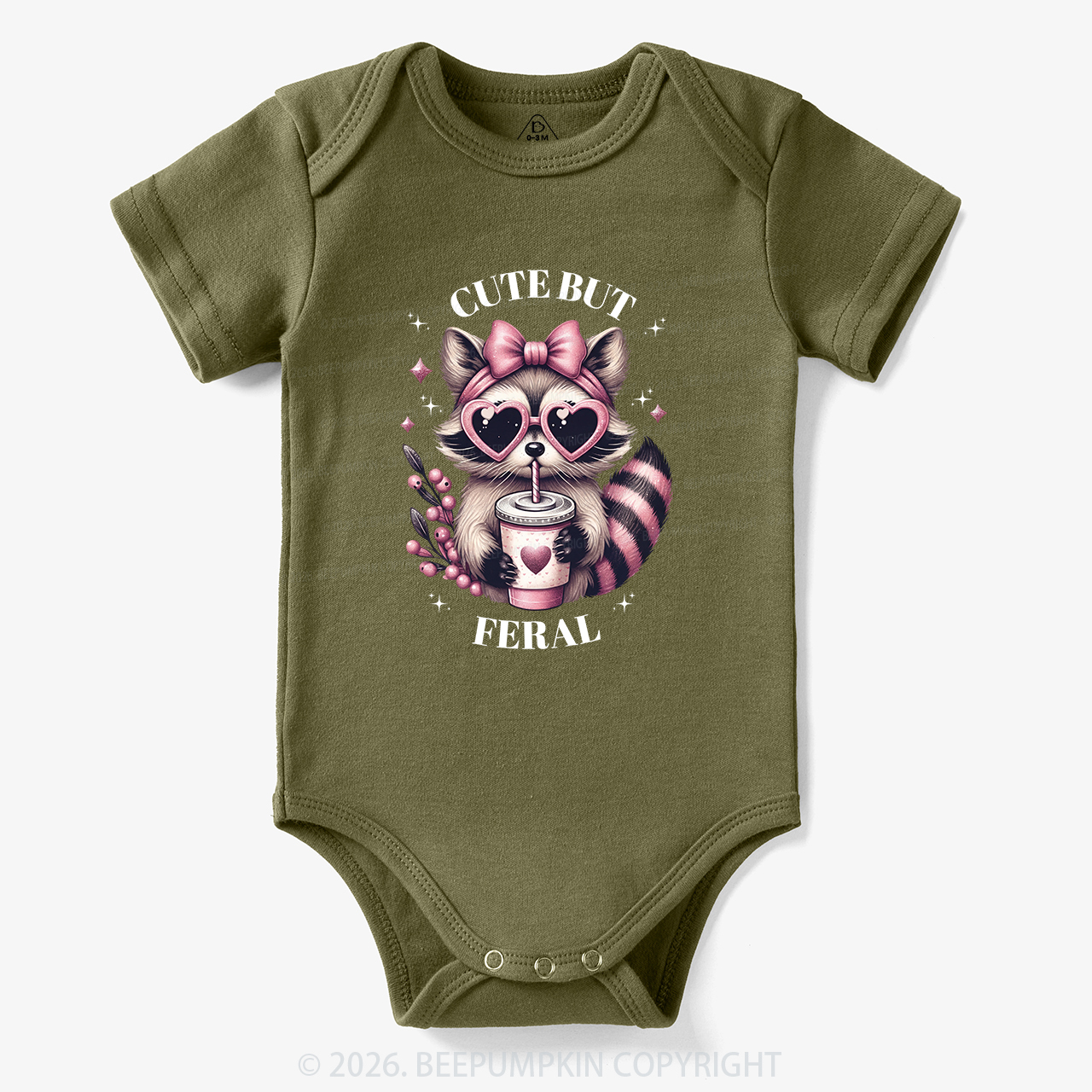 Cute But Feral Funny Raccoon Bodysuit