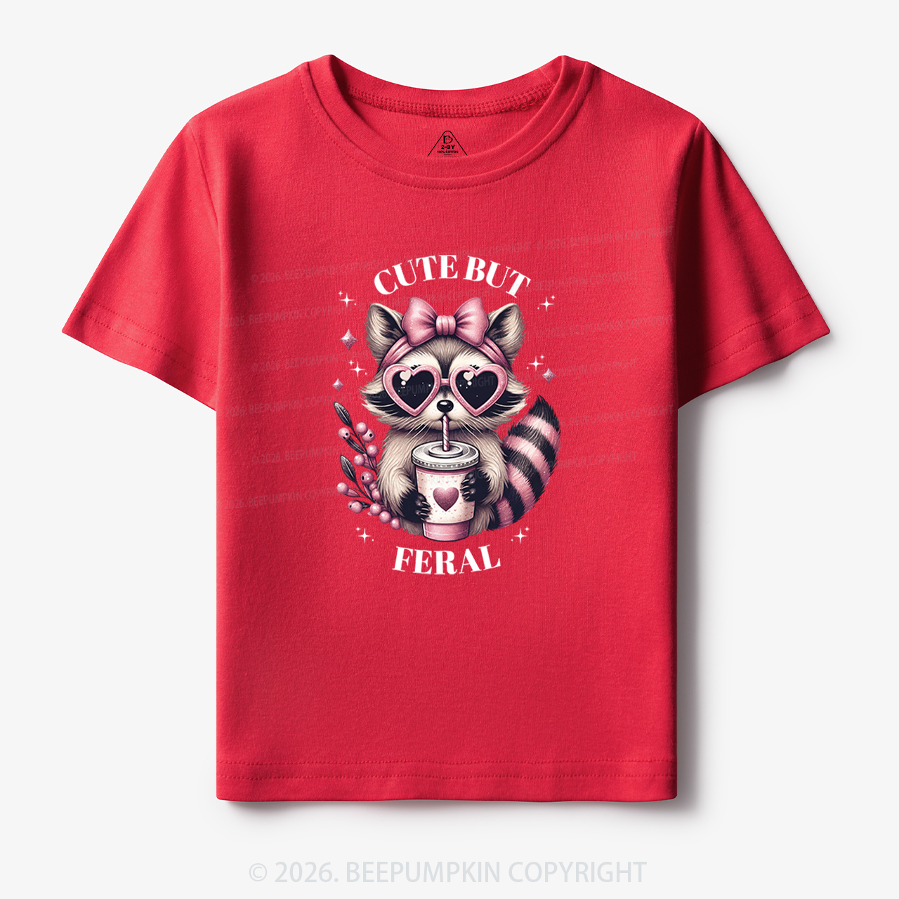 Cute But Feral Funny Raccoon Toddler&Kid's Tees