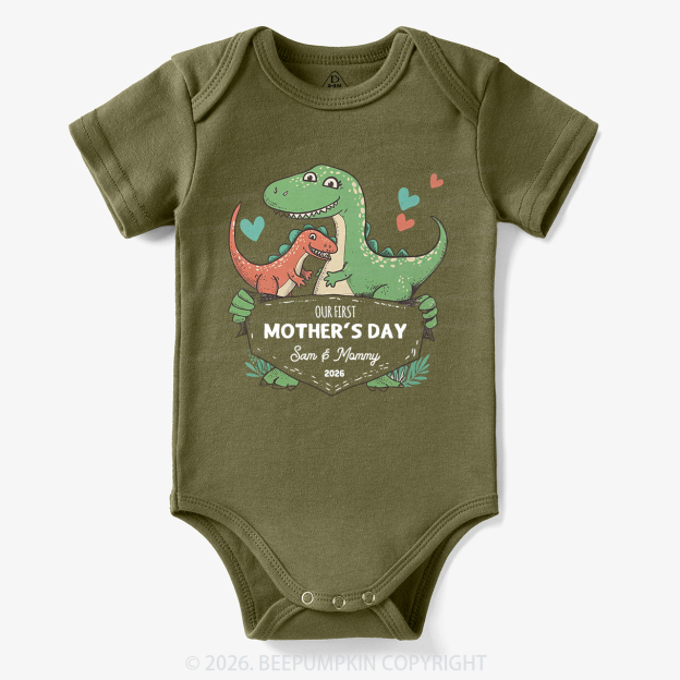 Personalized Our First Mother's Day Cute Dinosaur Bodysuit