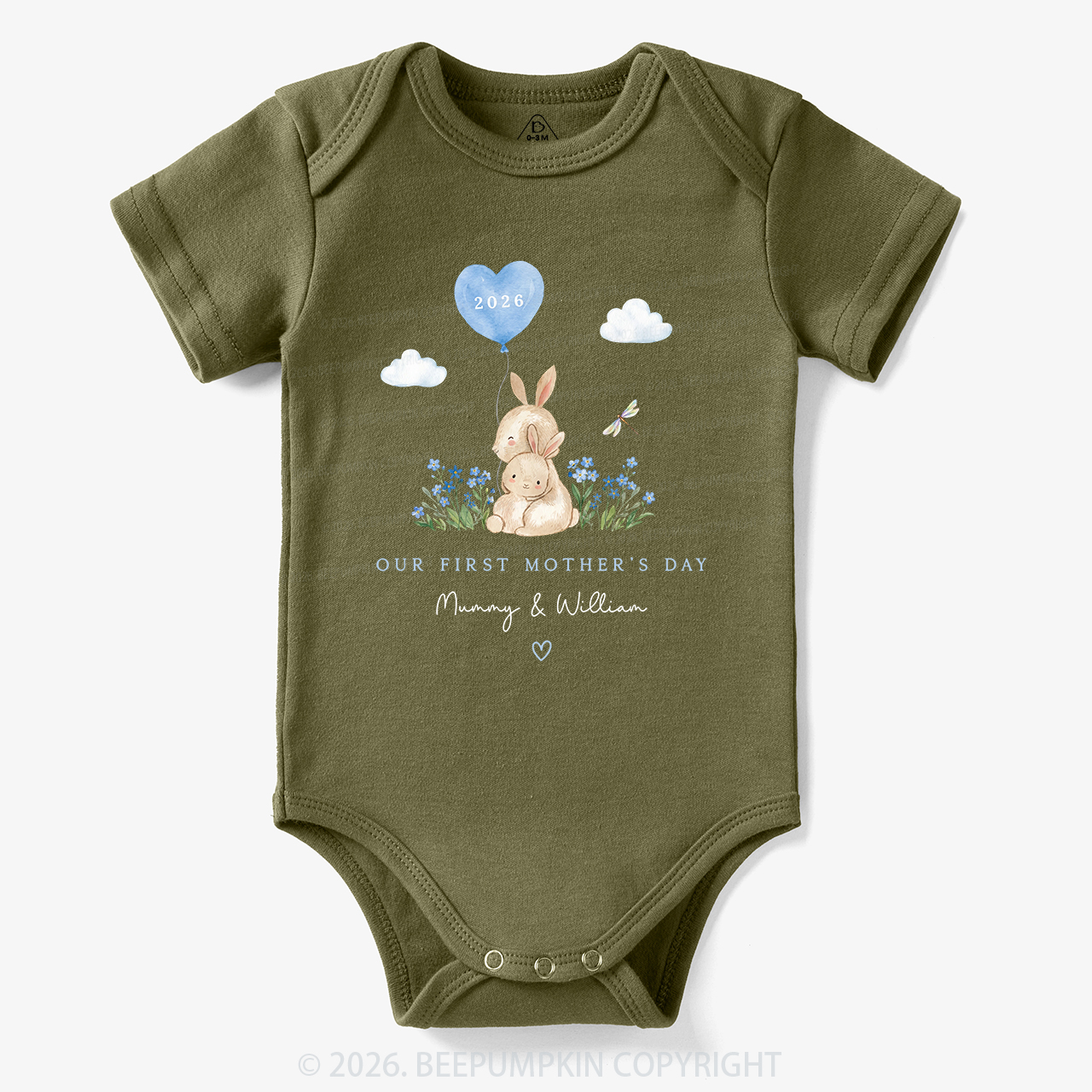 Personalized Our First Mother's Day Rabbit Together Bodysuit